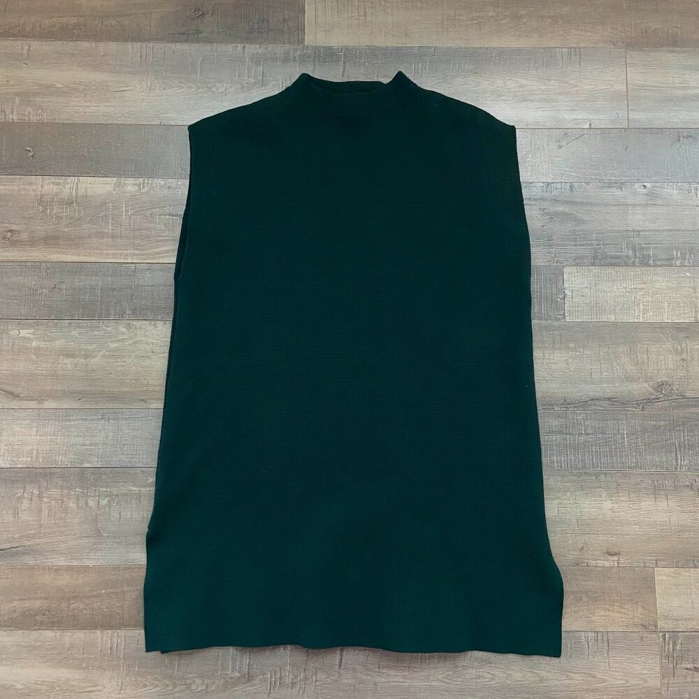 ZARA Dark Green Mock Neck Long Tank Sweater | Size Medium